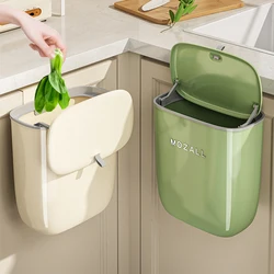 8/12L Kitchen Compost Bin for Cabinet Under Sink Wall Mounted Hanging Trash Can With Lid Food Waste Wastebasket Garbage Can