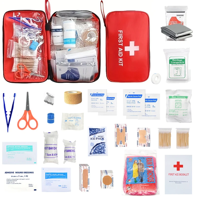200 قطعة حقيبة أدوات الإسعافات الأولية لجميع الأغراض في حالات الطوارئ بقاء المنزل سيارة مكتب كلية غرفة النوم السفر التخييم في الهواء الطلق الطبيعي