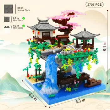 ピーチブロッサムレイクビルディングブロックマイクロビルディングセット、花と光のある静かな庭園、水上建築モデル 8 best sales 桃の木 - №4