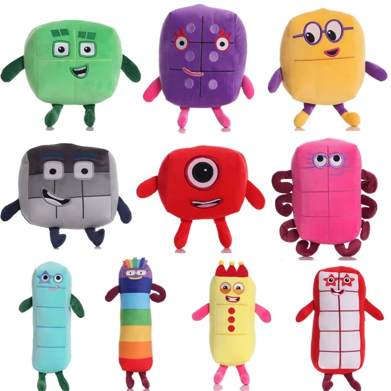 14-30cm English Animation Digital Building Blocks Plush Doll Mathematical Plush Toy Game Plush Doll Decoration Birthday Gift