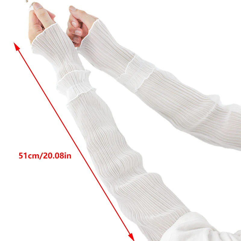 Summer Long Fingerless Gloves Women Outdoor Sun Protection Sleeves Thin Lace Mesh Arm Sleeve Sunscreen Uv Driving Mittens