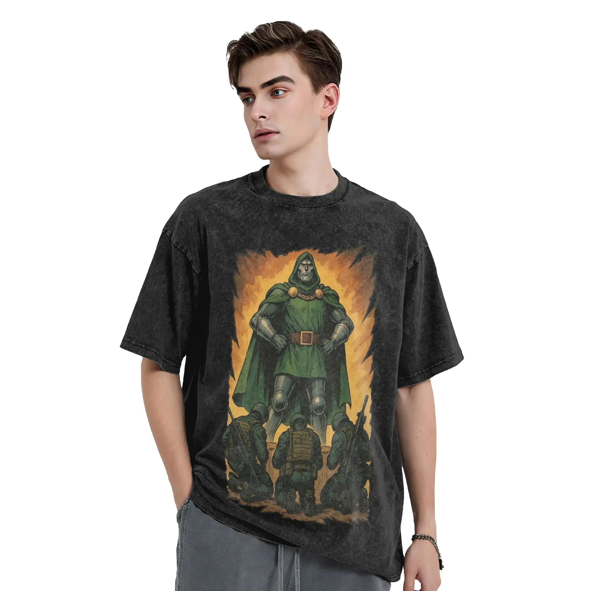 Dr Dooms Comics Washed T Shirts Streetwear Novelty T-Shirt  Tee Shirt for Men Women Short Sleeve Oversize Summer