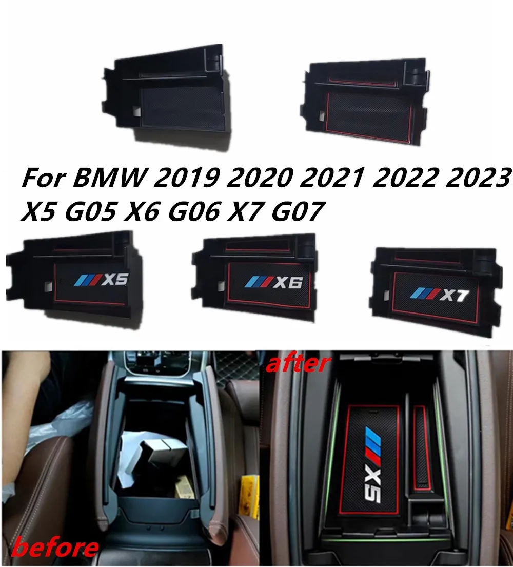 For BMW 2019 2020 2021 2022 X5 G05 X6 G06 X7 G07 1Pc ABS Inner Armrest Storage Box Decoration Cover Trim Plastic Car Accessories