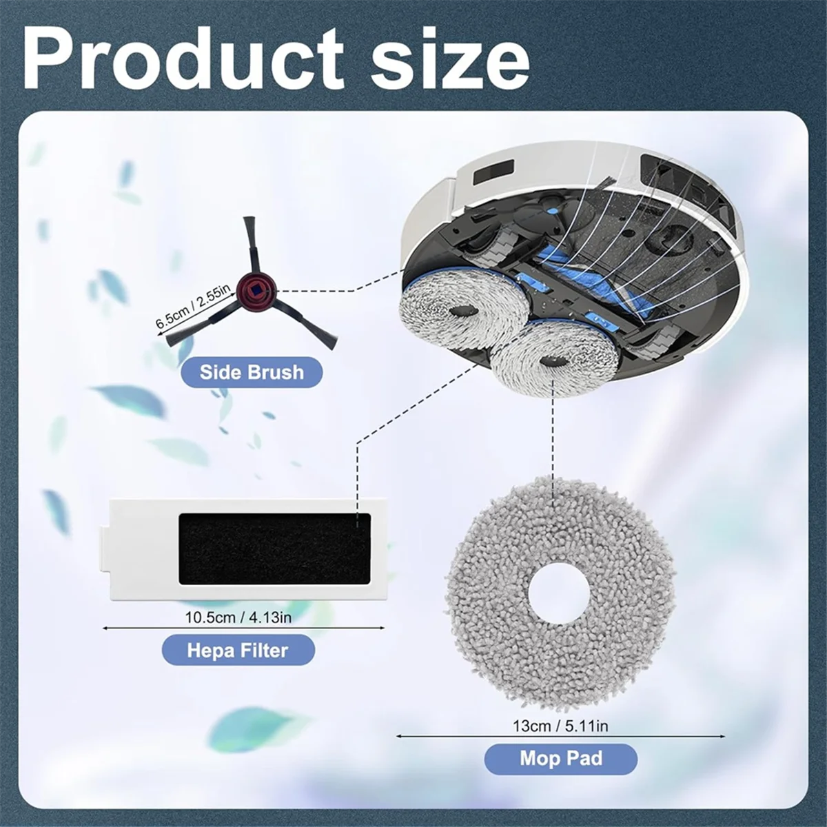 For Ecovacs T30 Pro Omni, T30 Omni Robot Vacuum Cleaner Replacement Parts, Hepa Filter Side Brushes Mopping Pads