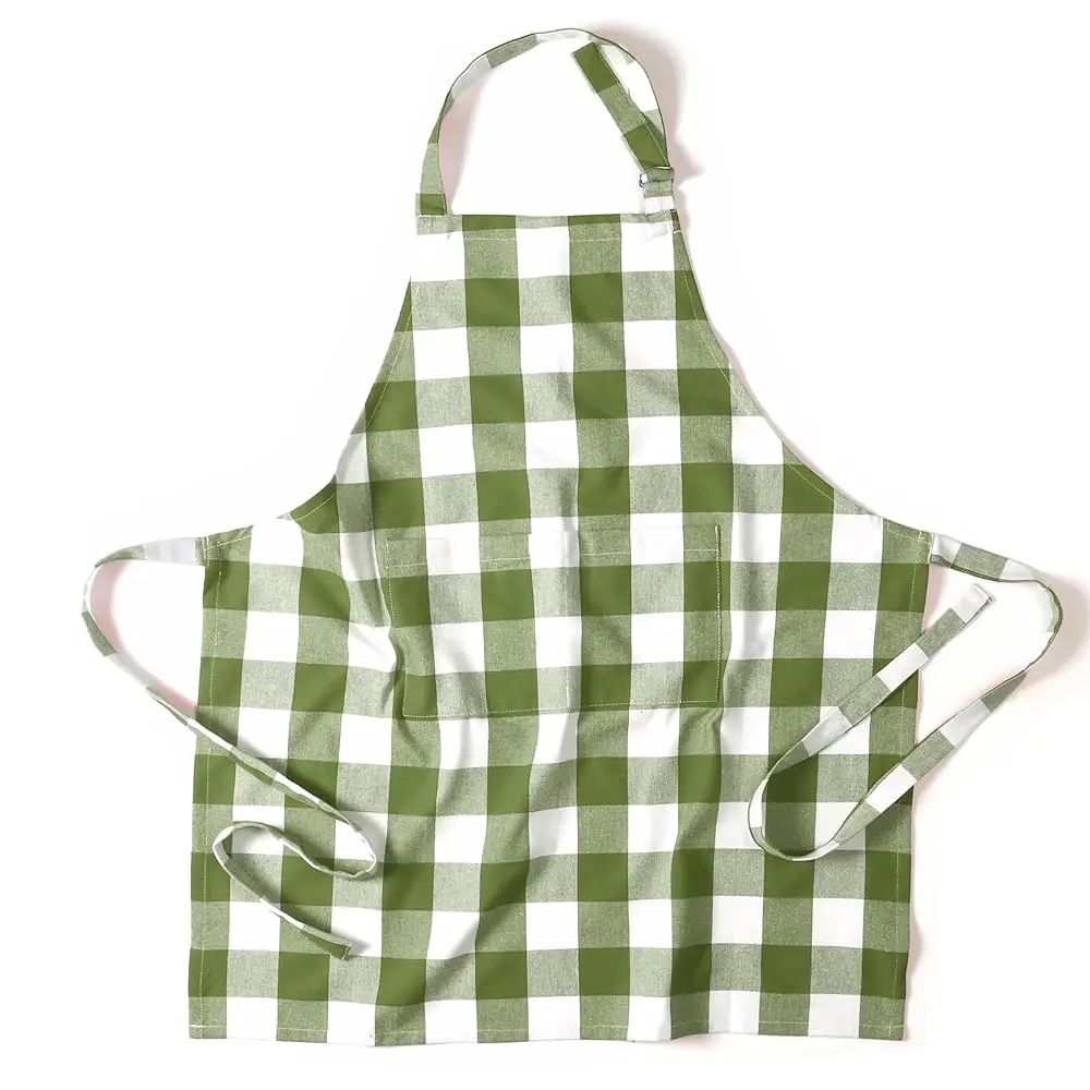 

Кухонные фартуки из хлопковой ткани в клетку Buffalo Gingham, 2 штуки, 100% хлопок, регулируемые, моющиеся, для готовки и выпечки.