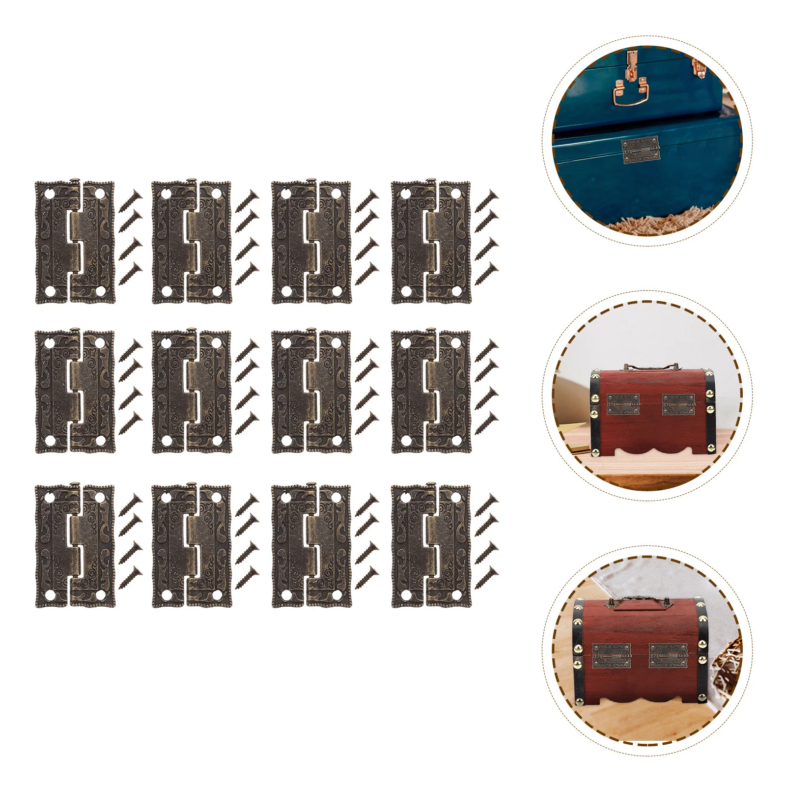 

12set Alloy Small Door Hinges For Wooden Wooden Case Hinge Cabinet Cupboard Window Door Retro Butt Hinges