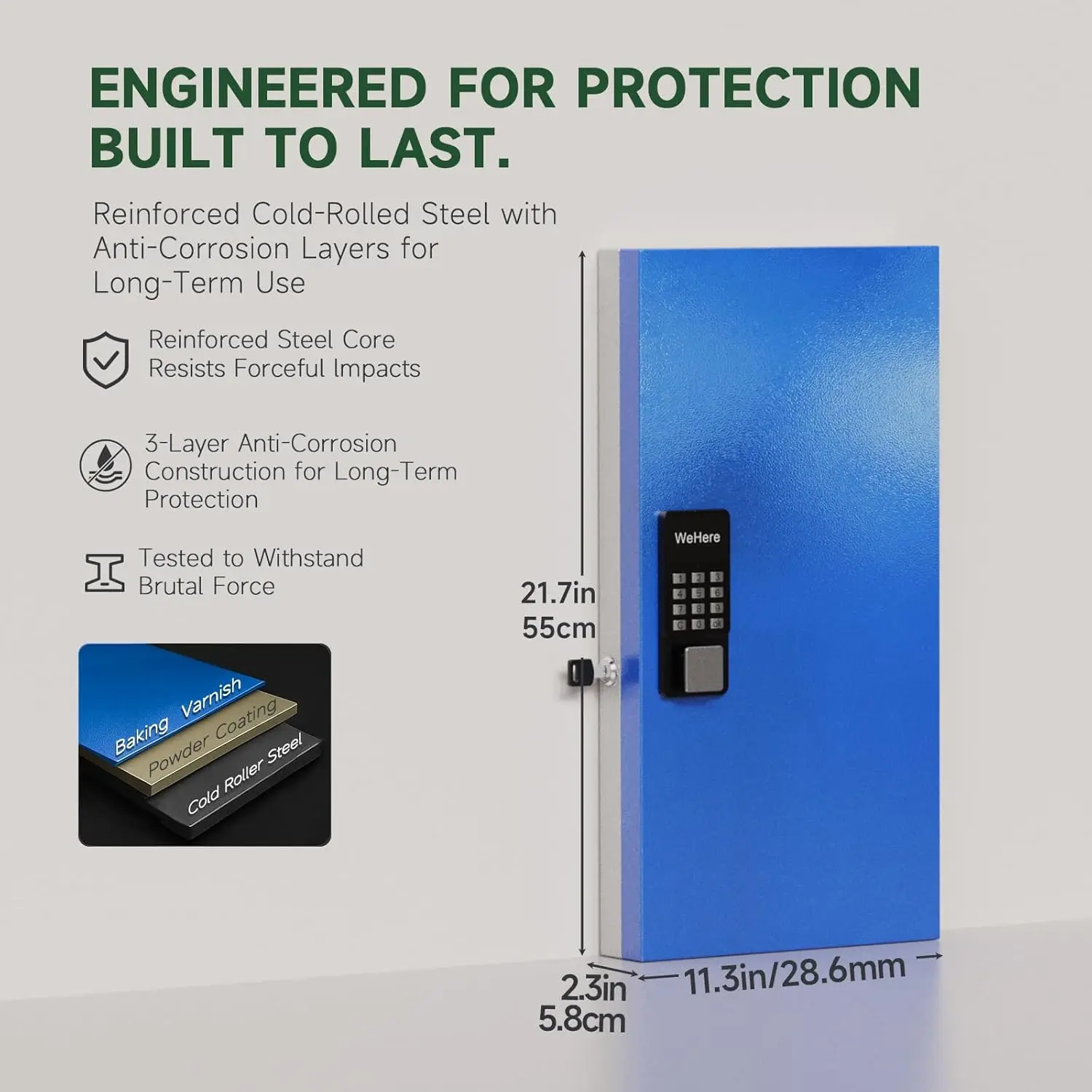 WeHere 48 Key Lock Box, Intelligent Wall Mounted Key Storage Cabinet,OTP/APP Bluetooth/fixed Code Unlocking Key Management Safe