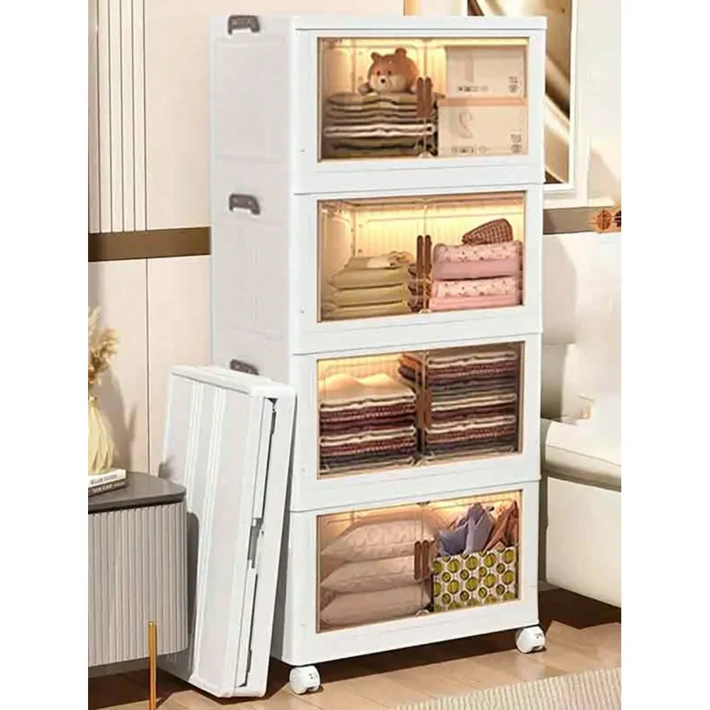 

Extra Large Storage Cabinet, MultiTier Foldable Storage Box With Doors, Stackable Storage Containers For Shoes Sundries Books C