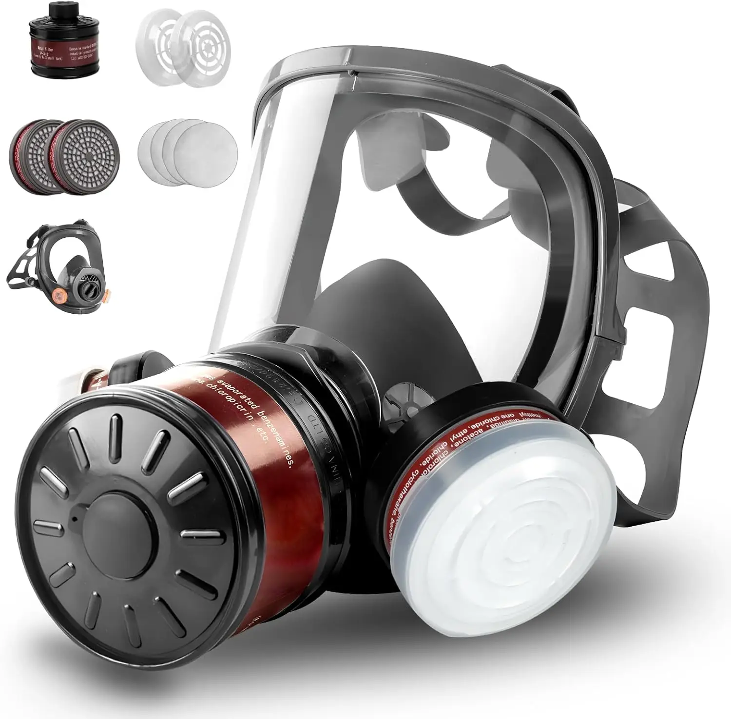 

Полнолицевая противогазовая маска с угольным фильтром 40 мм для защиты от химикатов, паров, пыли - тактический респиратор для выживания