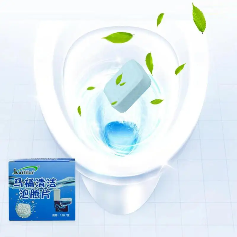 12Pcs Toilet Tablets Automatic Flushing Blue Bubble Toilet Bowl Cleaner Concentrated Toilet Cleaning Tablets Long Lasting Toilet