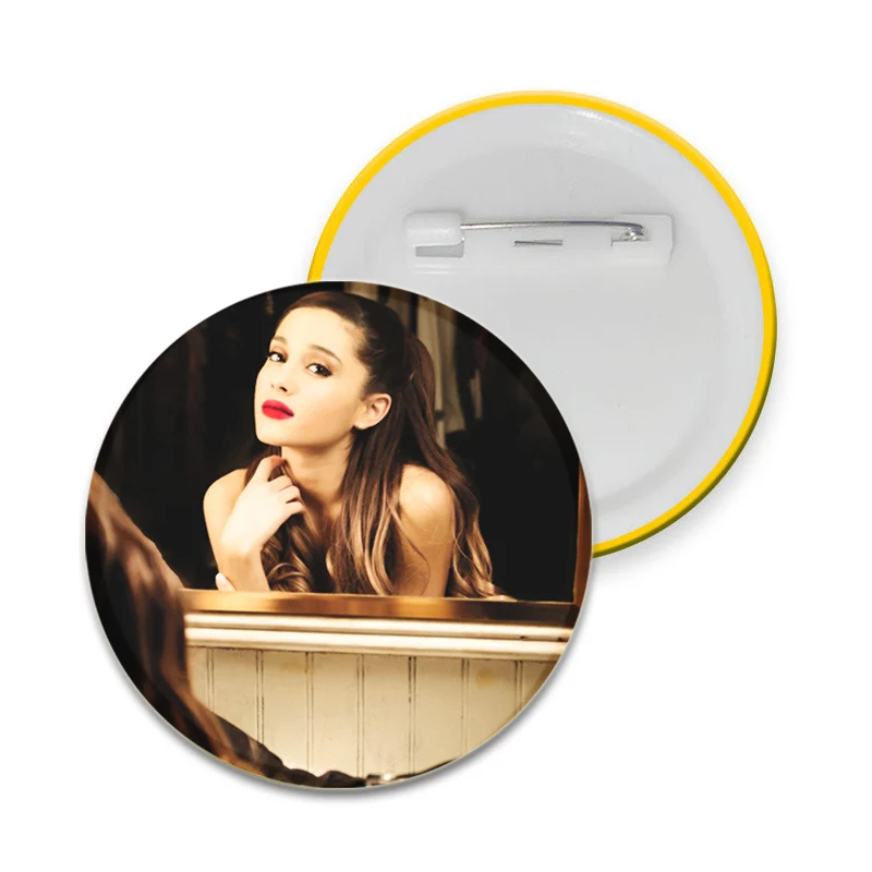 Ariana Grande Pin for Backpacks Bag 32/44/58mm Round Plastic Enamel Pins and Brooches Creative Cartoon Figure Badge Gifts