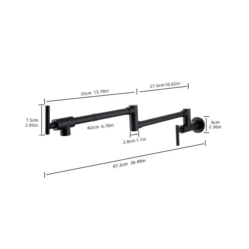 Grifo de llenado de ollas de montaje en pared, construcción de latón, grifo para máquina de café, diseño plegable con brazos oscilantes de doble articulación estirables,