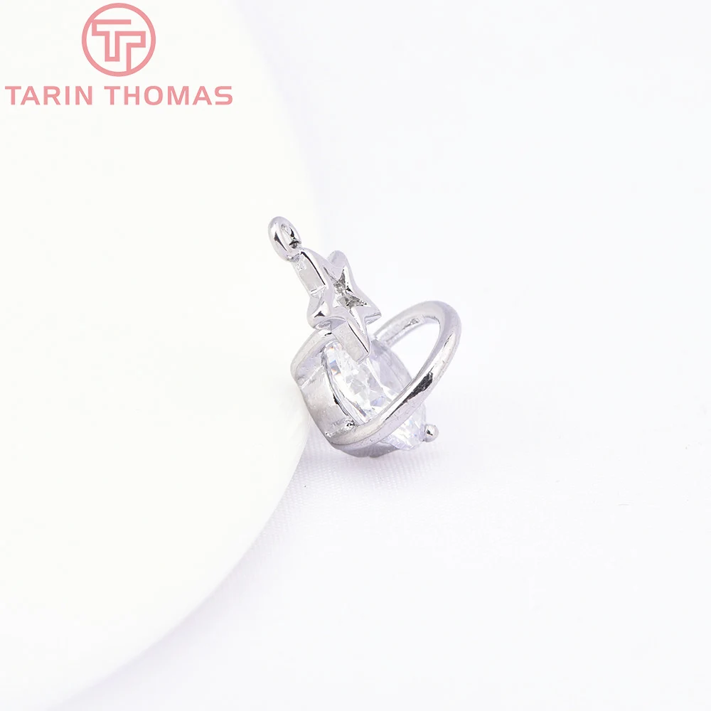 (1306) 6 uds 11x16,5 MM 24K latón chapado en Color dorado con colgantes de estrella de circón accesorios de joyería DIY de alta calidad