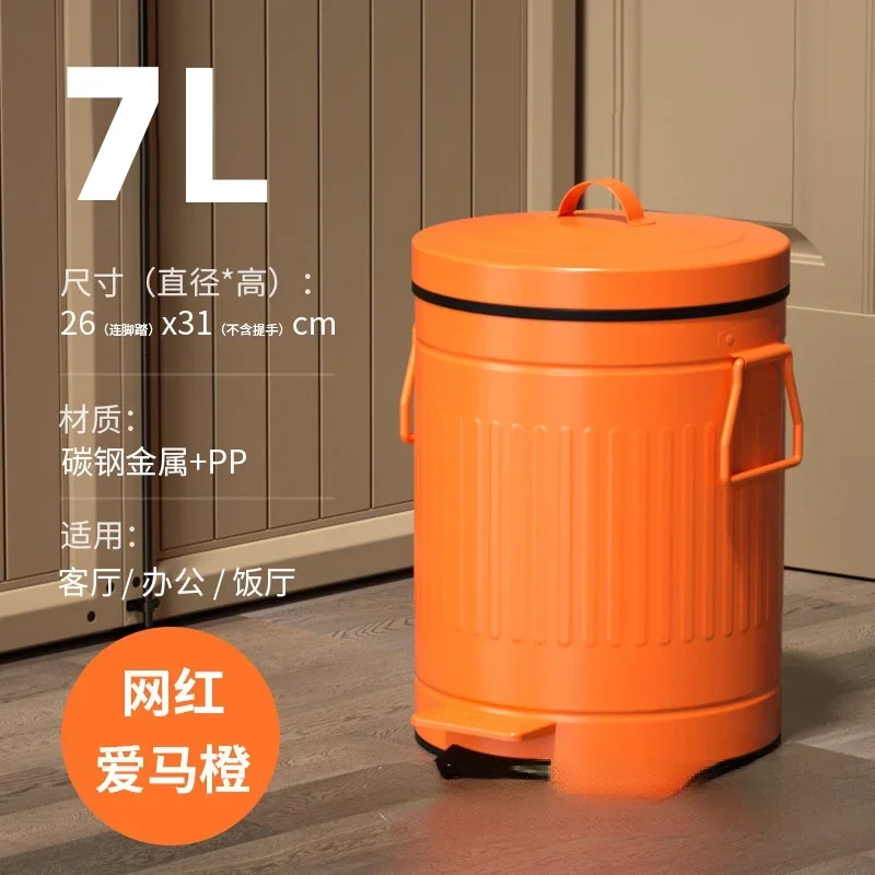 Retro Trash Can with Slow Down Pedal Stainless Steel Luxurious Recycling Bin for Living Room Durable Waste Solution