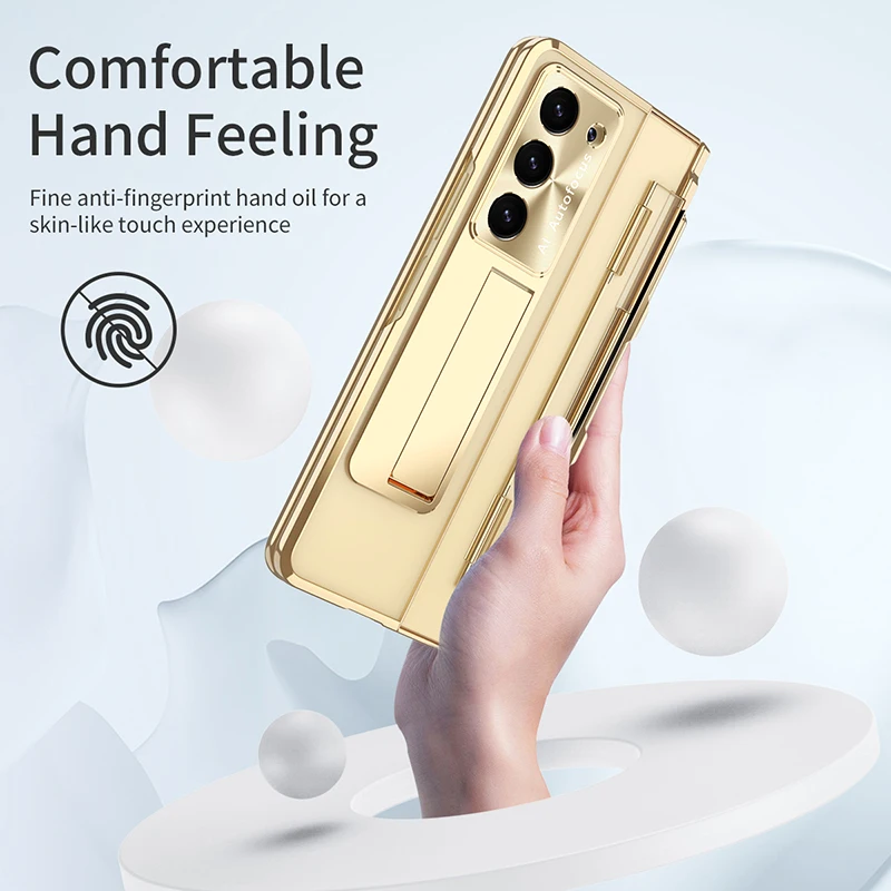 Case For Samsung Galaxy Z Fold 5 Z Fold 4 Z Fold3 Plating Phantom 360° all inclusive Fold Hinge Pen Slot Mobile Phone Case Cover