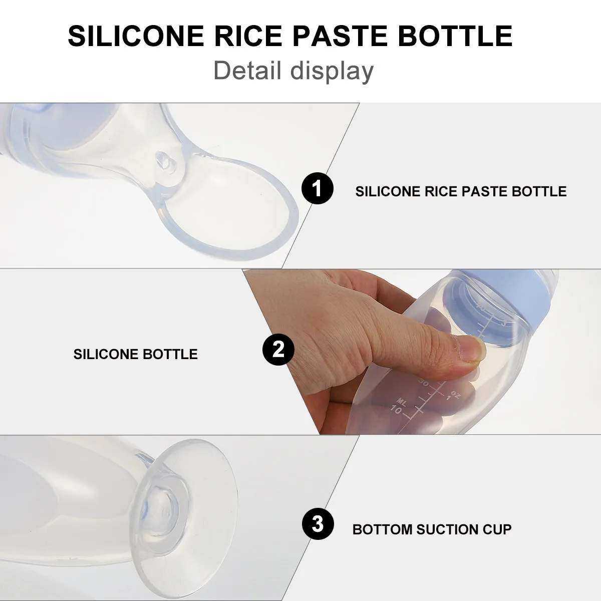 

1Pcs Baby Squeeze Feeder Silicone Rice Cereal Bottle Food Grade Infant Feeding Spoon Puree Vegetable Fruit Milk Dispenser Tool