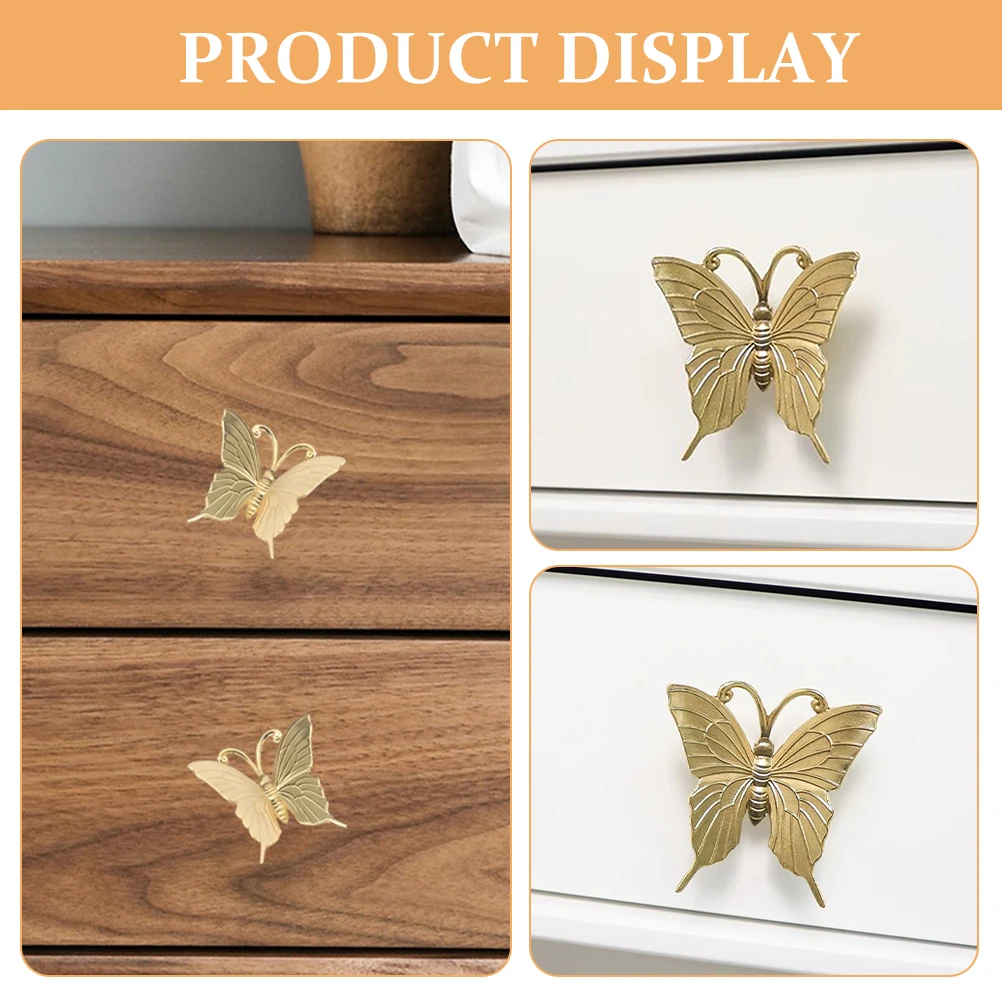 

Butterfly Shaped Brass Cabinet Knob Compact Design for Drawer Wardrobe Wine Cabinet Gold Furniture Handle Decor