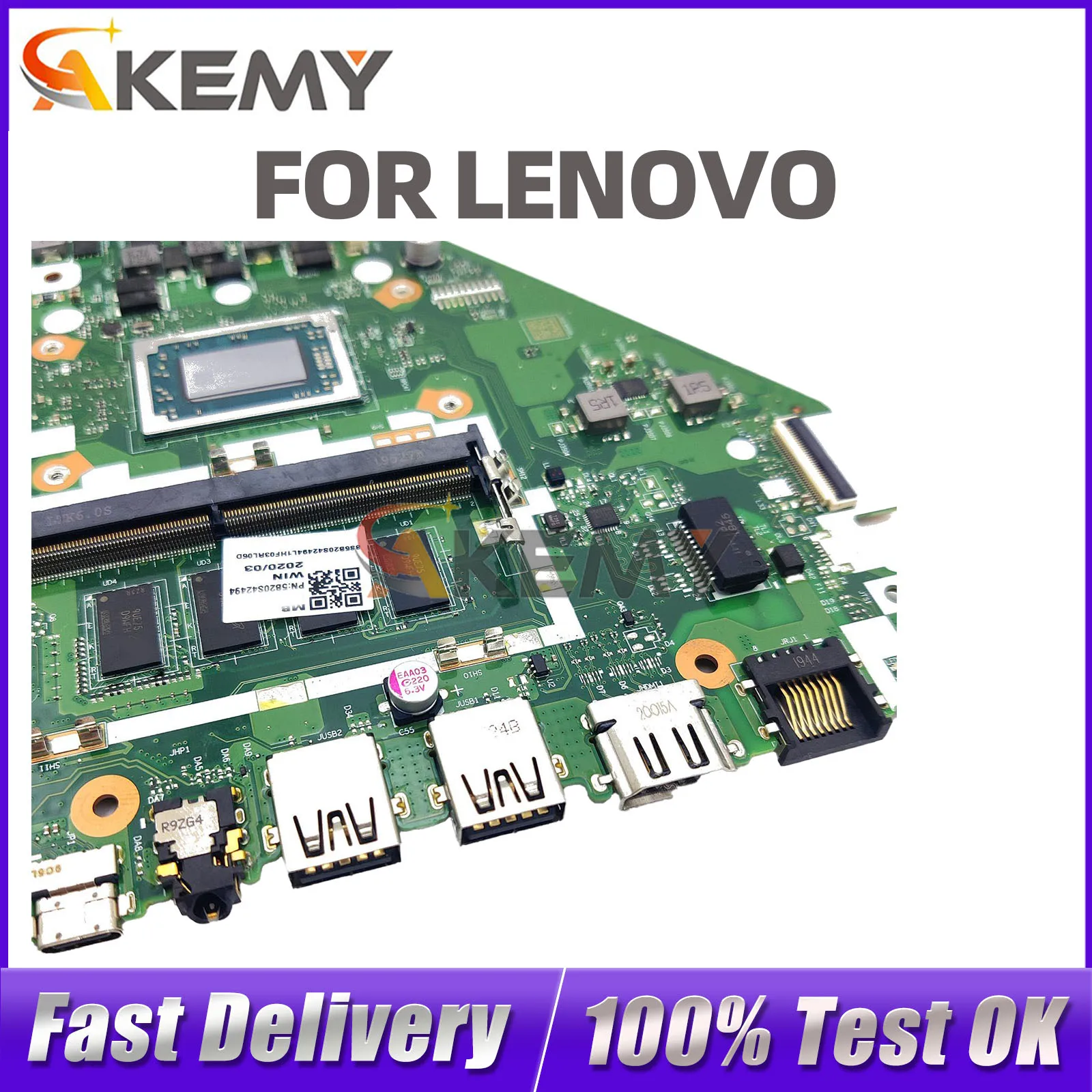 

For LENOVO Ideapad L340-15API L340-17API V155-15API NM-C101 Notebook Motherboard 5B20S42494 R7 R5 R3 4GB 100% Tested