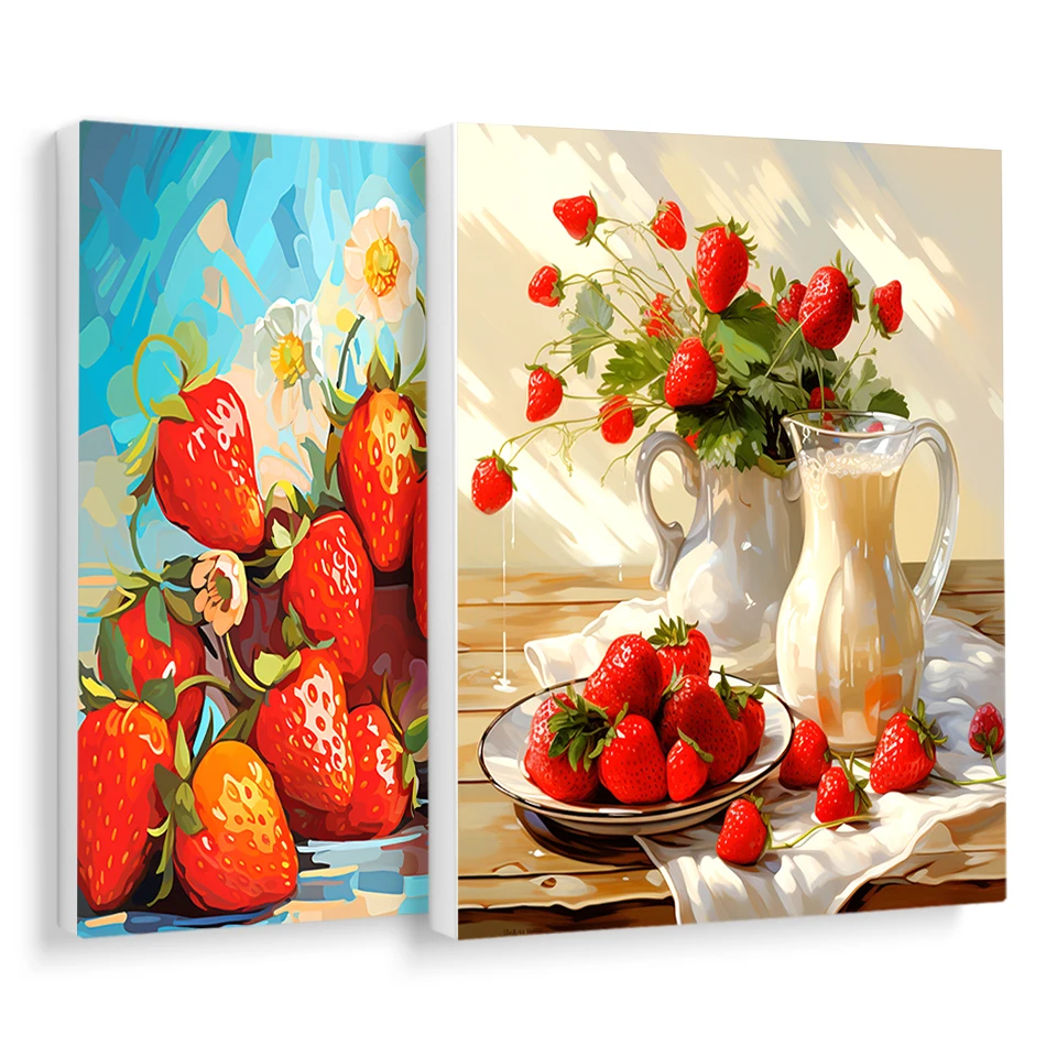 RUOPOTY-Diy Painting By Numbers Strawberry Coloring For Adults Drawing On Canvas Handpainted Oil Decorative Paintings Handiwork