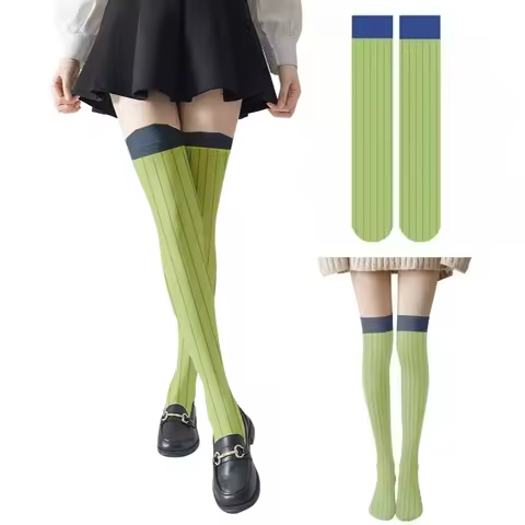 Kanroji Mitsuri Cosplay Over Knee Socks Green Striped Stocking Anime 46cm 60cm 75cm Stocking For Woman Party Costume Accessories