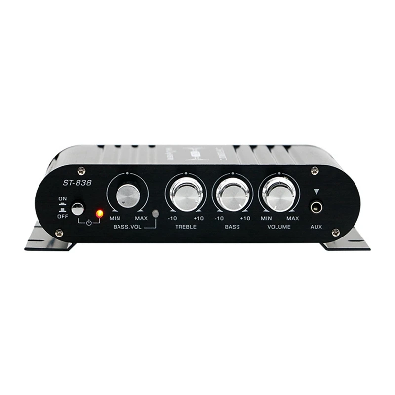 -838 Mini HiFi 2.1 Channel Stereo Bass Sound Amp Bass and Treble Adjustment Audio Amplifier Car Home Amp US Plug-A51M