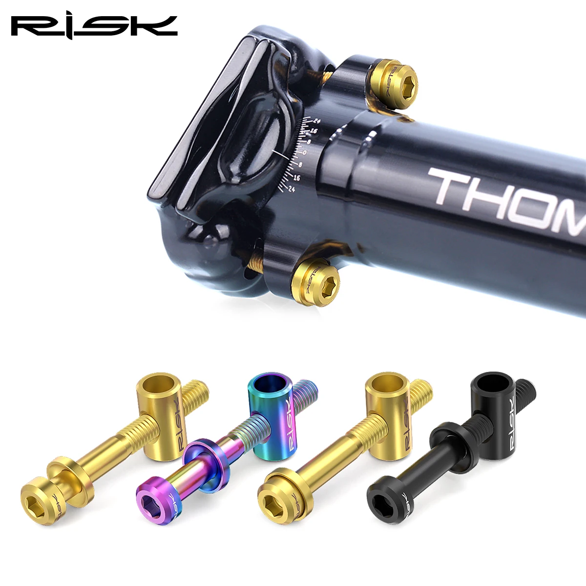 RISK Bicycle Seat Tube Fixing Screw Titanium Alloy Handle M5x30/40mm Balance Seat Rod Seat Tube Fixing Screw