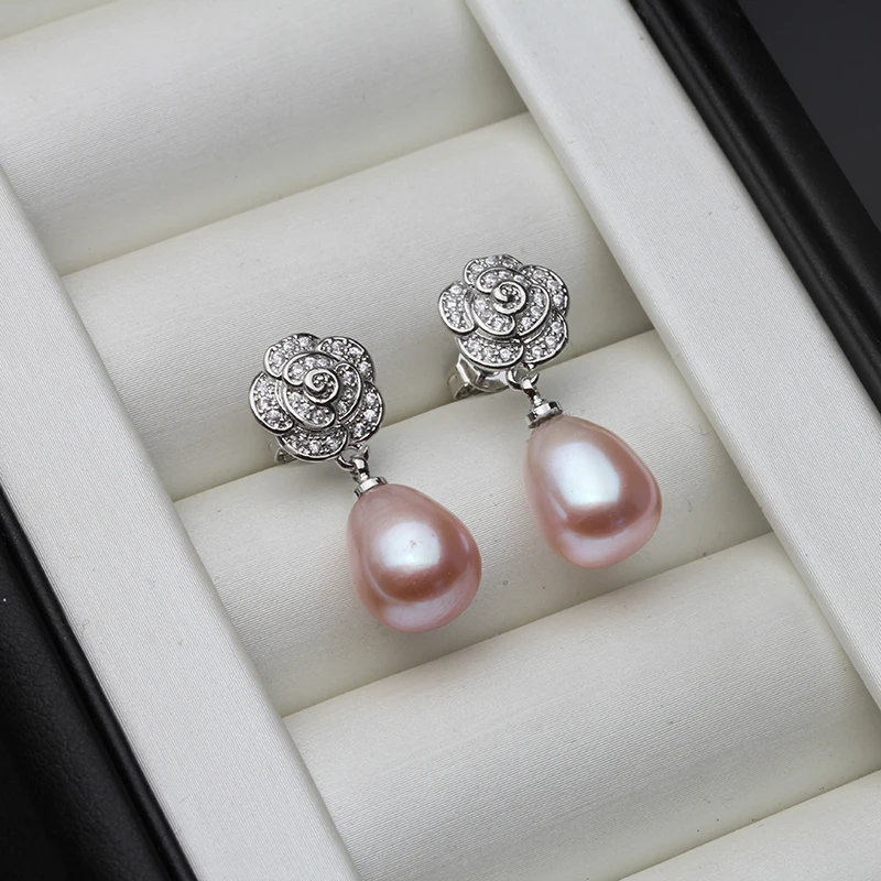 925 Sterling Silver Woman Exquisite Large Pearl Earrings Female Jewelry For Friends Valentine\'s Day Gifts