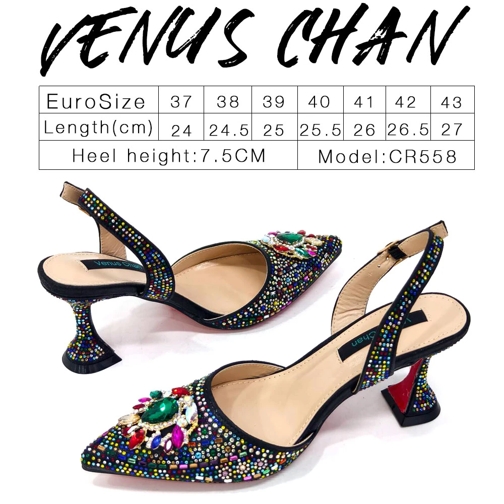 Venus Chan Rainbow Color High Heels for Ladies Popular Design African Ladies Shoes and Bag Set INS Style Elegant 2024 Newest