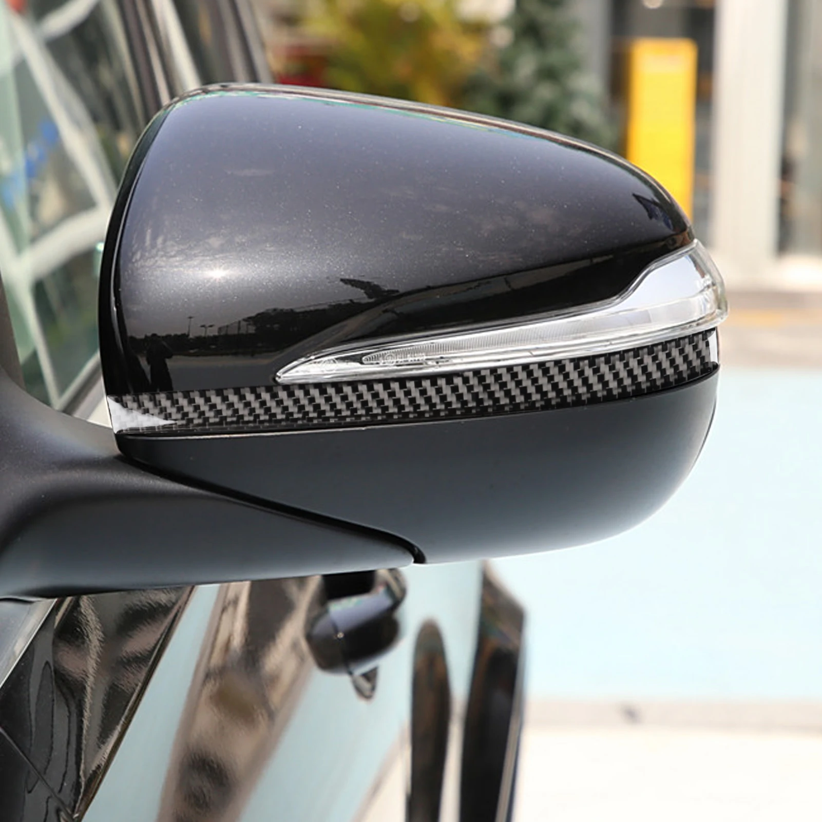 For Mercedes-Benz W167 GLE 300 350 400 450 2019-2024 Carbon Fiber Car Accessories Rearview Mirror Trim Strips Decoration Sticker