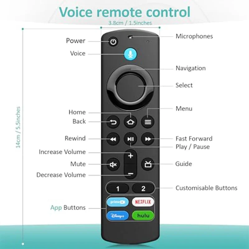 3rd Gen Pro Replacement Voice Remote Compatible with Fire TV Stick 4K Max Smart TV Cube and Smart TVs