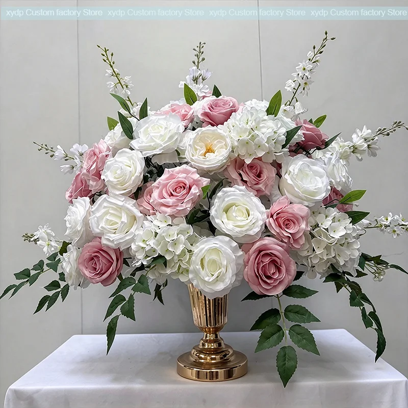 Künstliche rosa-weiße Rosen, Tischdekoration für Hochzeiten, Blumenkugel, Blumenarrangement, Blumen-Hintergrund für Hochzeiten, Party- und Empfangsdekoration. – Detail 8