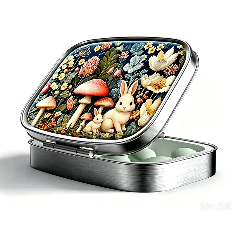 Mini Pocket Metal Pill Box with Dual Compartments, Portable Travel Medicine Organizer, Vitamin Pill Dispenser, Dual-Use Jewelry Box, Durable Creative Travel Gift