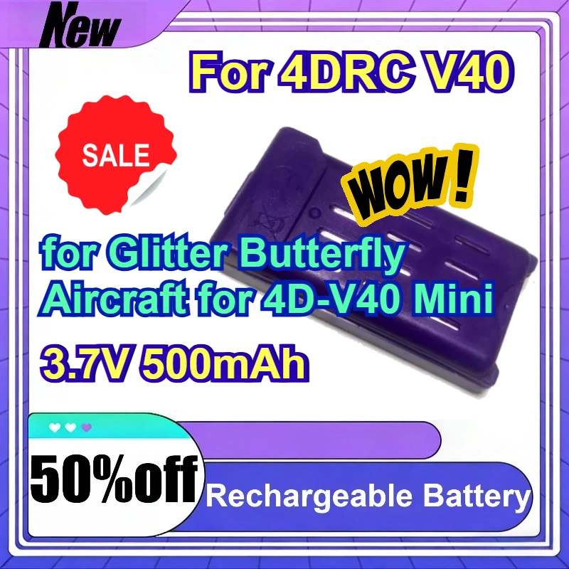 

For 4DRC V40 3.7V 500mAh Replacement Lipo Battery for Glitter Butterfly Aircraft for 4D-V40 Mini Drone Battery