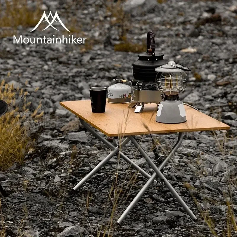 MOUNTAINHIKER Outdoor Camping Tragbarer Schnellaufbau-Klapptisch Outdoor-Esstisch Picknick-BBQ-Tisch Bambus 2/3-fach Klappbarer Tisch
