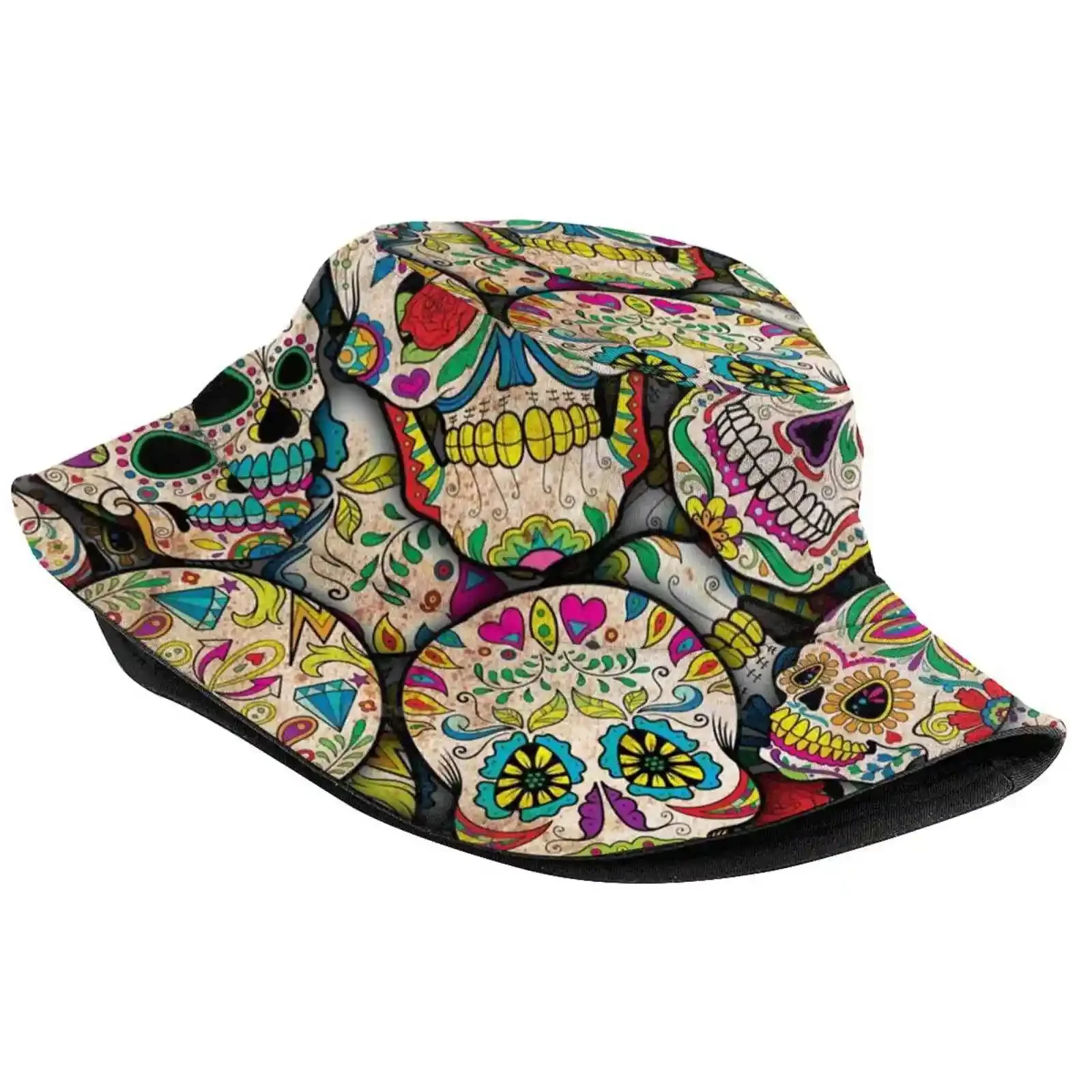 Sugar Skull Collage Causal Cap Buckets Hat Sugar Skulls Halloween Day Of The Dead Style Awesome Stylish Cool