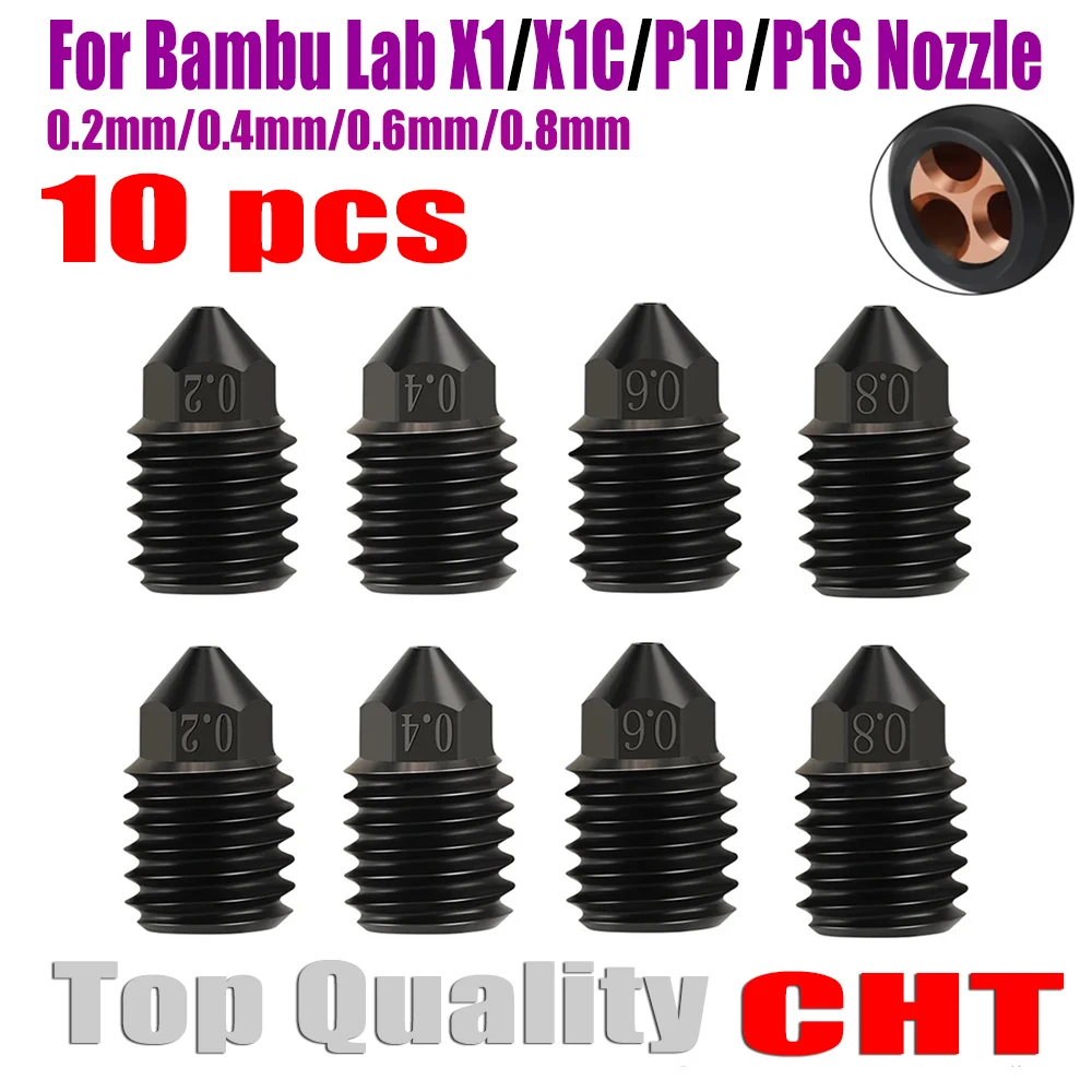 

CHT Nozzle For Bambu Lab X1 x1c p1p P1S Nozzle Hardened Steel 0.2 0.4 0.6 0.8mm Nozzles For Bambulab Upgraded Hotend 3D Printer