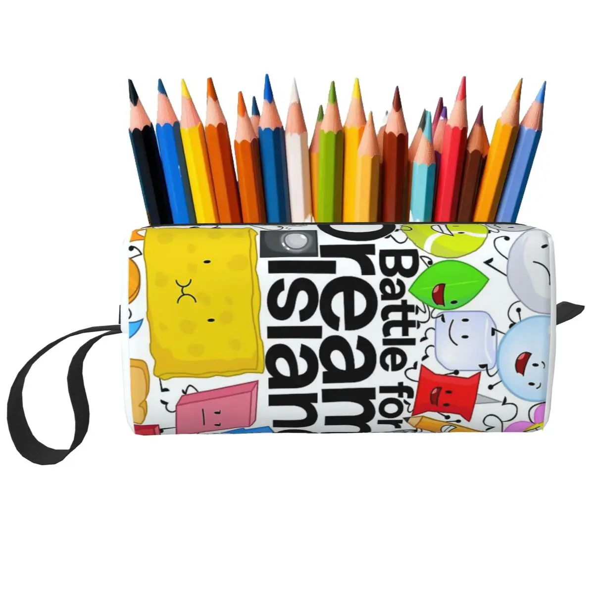 BFDI Poster White Makeup Bag Cosmetic Organizer Storage Dopp Kit Toiletry Cosmetic Bag for Women Beauty Travel Pencil Case