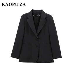 KAOPU ZA 2024 Nowa jesienna moda damska Oversized Suit Jacket Black Blazer Loose Fit Double Button Office Coat