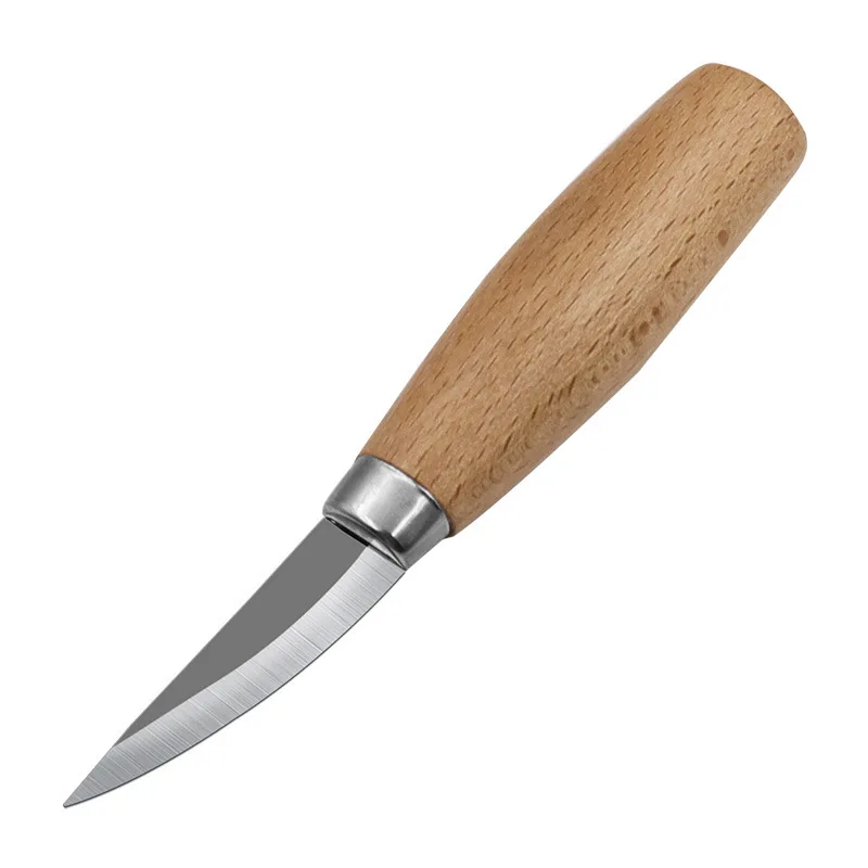 Stainless Steel Knife Carving Scraper Spoon Beech Handle Straight Woodwork