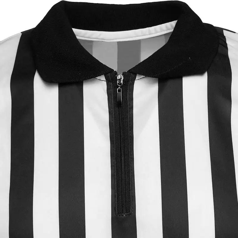 Striped Referee Shirt Men Official Pro-Style Collar Referee Shirt Gym Sporting Soccer Basketball Goods Collared Referee Shirts