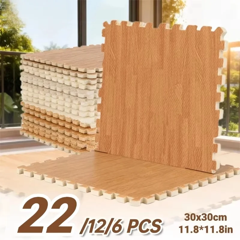 Premium EVA Foam Puzzle Floor Mats Wood Grain Interlocking Play Mat Non Slip Climbing Rug for Kids Room Bedroom Decoration