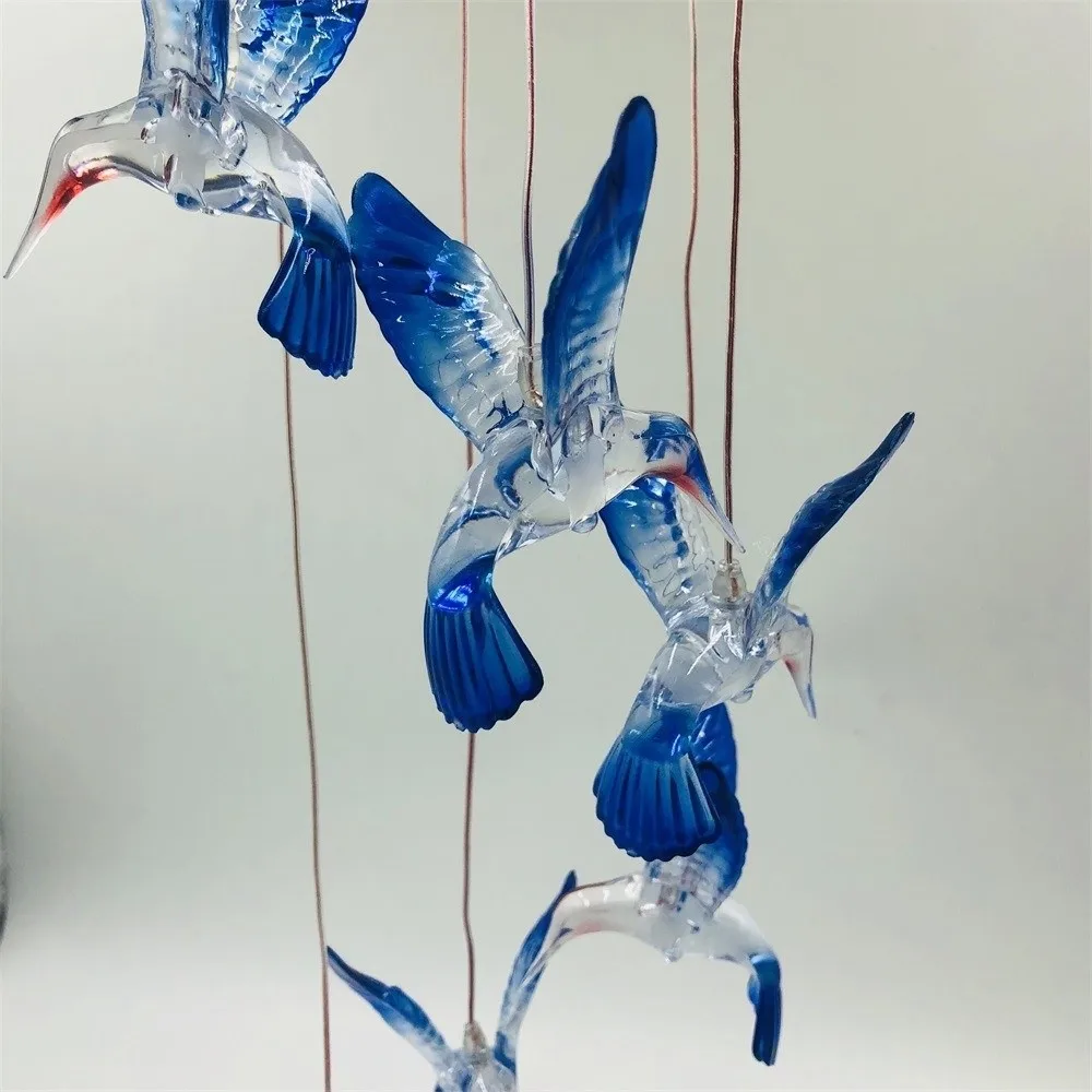 Hummingbird Solar Wind Chime Light Color Changing Atmosphere Lighting LED Bird Solar Light Waterproof Solar Garden Lights