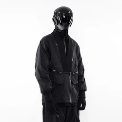 WHYWORKS 22AW Techwear Robe Soft Shell Trench Coat Jacket Darkwear Kimono Functional Waterproof Outdoor Multi-Pocket Workwear