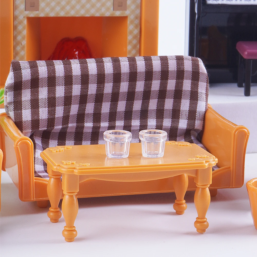SENGTONGLE-T02 Zestaw Mebli do Salonu Domku dla Lalek Miniaturowa Sofa TV Zabawa w Udawanie Akcesoria do Domku dla Lalek dla Chłopca Dziewczynki Prezenty
