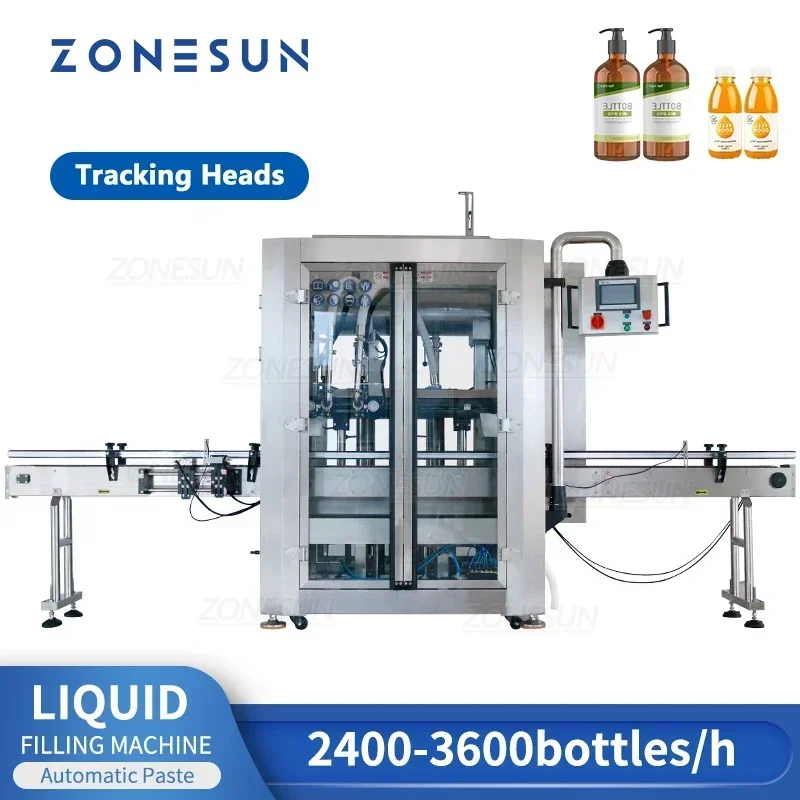 ZONESUN ZS-VTPF2 Riempitrice automatica a doppia testa per pasta Shampoo liquido Gel doccia Bottiglia di crema Barattolo Linea di imballaggio