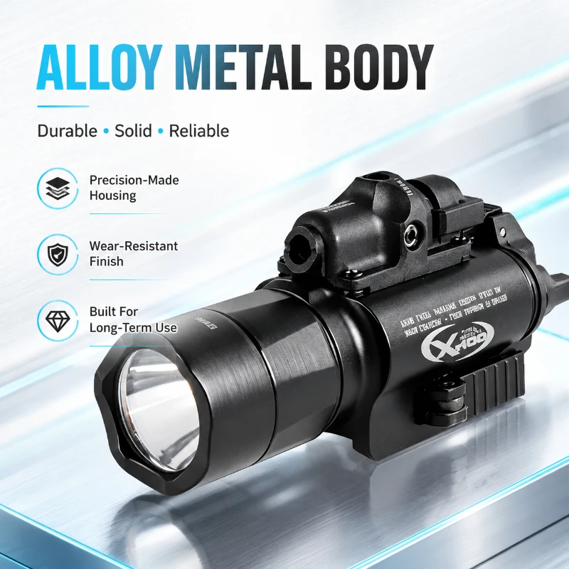 Effortless Detachable X400U Alloy Bright Flashlight Under Clamp Base Illuminator With Fine Beam Alignment Tuner