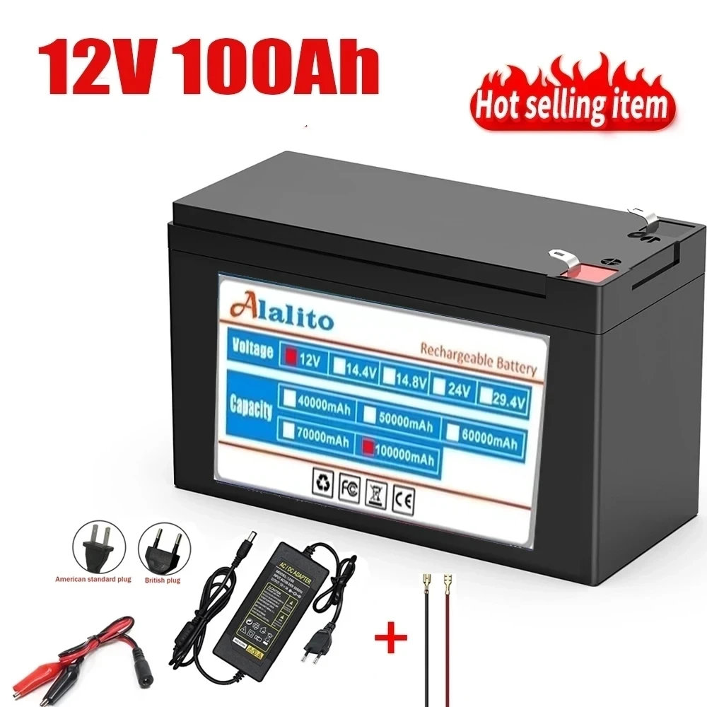 

12v 18650 Li-ion rechargeable battery pack 100Ah 30A battery for solar energy built-in high current BMS electric vehiclebattery