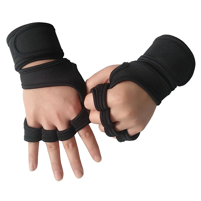 Fitness Gloves Unisex Equipment Training Wrist Anti-Calluses Motion Half Finger Deadlift Weightlifting Gloves Gloves Black