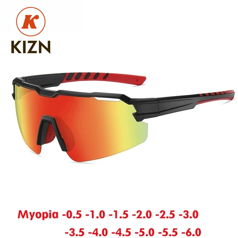 

KIZN Sports Half Frame Polarized Sports Myopia Sunglasses 2025 TR90 Men Women Glasses Optics Outdoors Prescription Goggles -0.50
