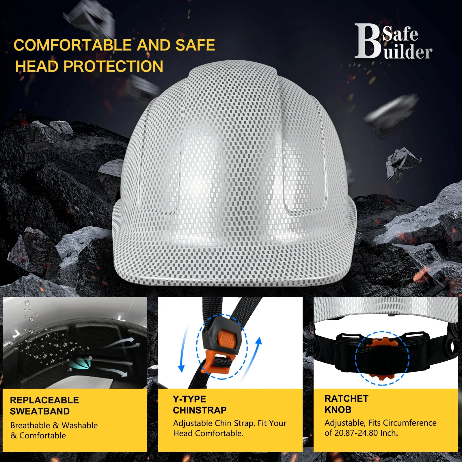 Carbon Fiber Pattern Work Safety Helmet With Vents ABS Industrial Head Protection CE EN397 Construction Hard Hat